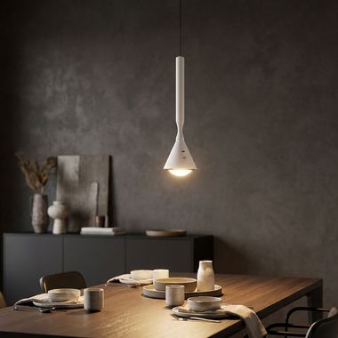 LED Hängeleuchte, Metall, Weiß, Höhenverstellbar, USB, CCT, Ø 9,9 cm