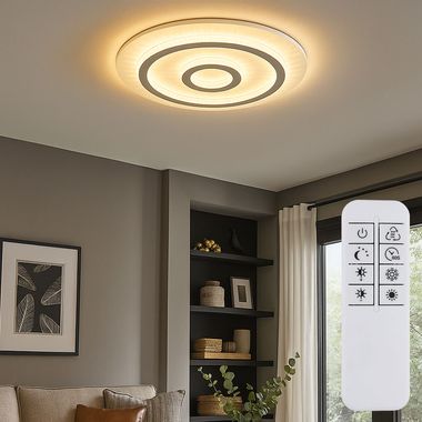 Plafoniera LED, bianca, cristalli, dimmerabile, telecomando, D 45 cm
