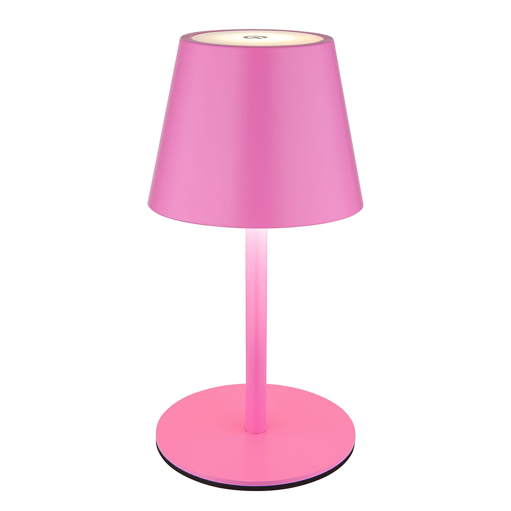 LED Tischlampe, pink, Akku, Touchdimmer, Flaschenaufsatz