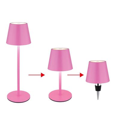 LED tafellamp, roze, oplaadbare batterij, touchdimmer, flessenbevestiging