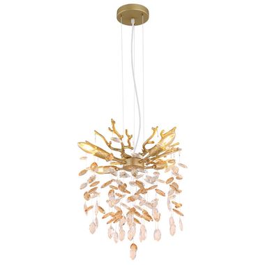 Hanglamp QUEENA, goud, metaal, 4-vlammig, in hoogte verstelbaar, E14