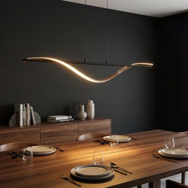 Lampada a sospensione LED WATKINS, metallo, nero, effetto legno, regolabile