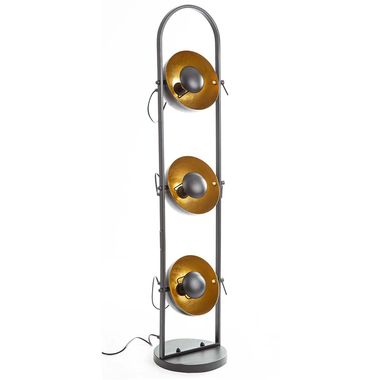Stehlampe, 3 Flammig, verstellbare Spots, schwarz, H 111,7cm