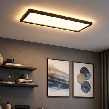Pannello a soffitto a LED, retroilluminato, nero, angolare, L 58,2 cm