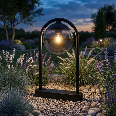 Lampe d'extérieur, lampadaire, métal verre, H 50 cm