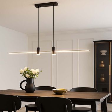 Suspension LED, aluminium, noir, blanc neutre, H 115 cm