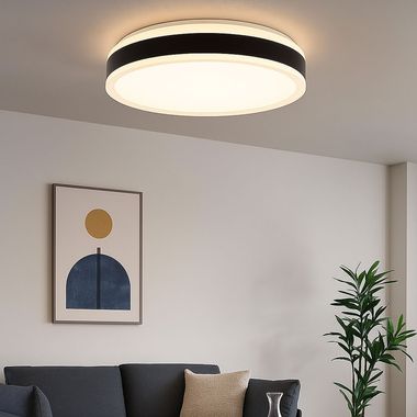 Plafoniera LED, nero bianco, dimmerabile, D 50 cm