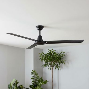 Ceiling fan, metal, black, powerful, L 142 cm