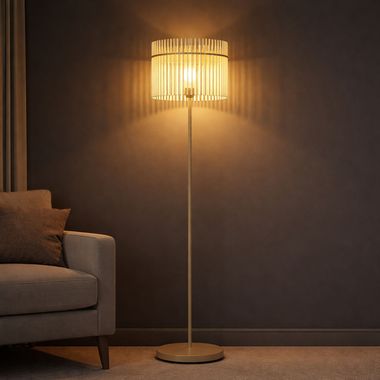 Stehleuchte, sandfarben, Glasstäbe satiniert, H 152 cm
