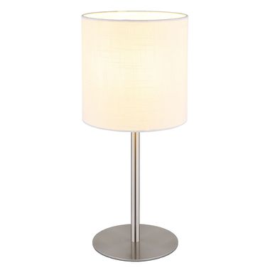 Lampa stołowa, tkanina, biały, metal, wys. 40 cm