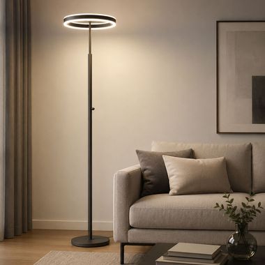 EMANUEL LED floor lamp, anthracite, metal, swivelling, matt, H 181 cm