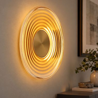 Applique a LED JANELL, ottone, metallo, vetro, con motivi, D 30 cm