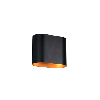 Wandleuchte, Metall, schwarz, gold, G9, up and down, L 8 cm