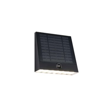 LED Außenwandleuchte, schwarz, Sensor, Akku, H 15 cm