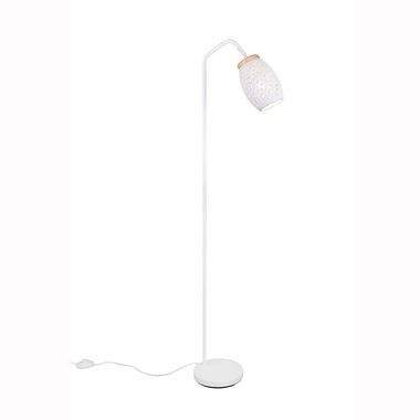 Stehlampe, Metall, weiß, matt, E27, Fußschalter, H 147 cm