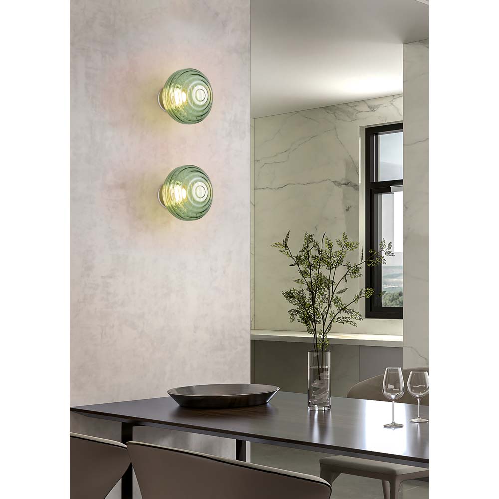 LED Wandlampe, Akku, Glas grün, Touch, dimmbar, H 15,5 cm