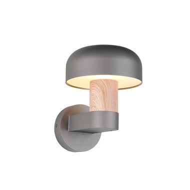 Wandlamp, aluminium, antraciet houtkleur, IP54, H 24,5 cm