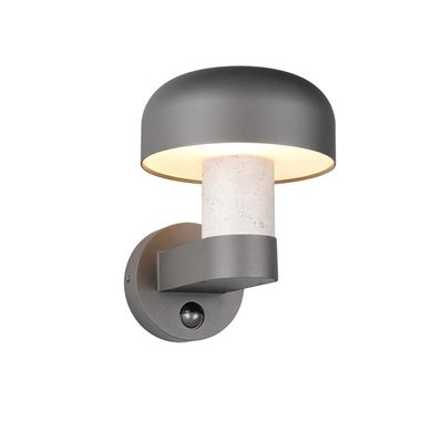Wandlamp, aluminium, antraciet, bewegingssensor, H 24,5 cm