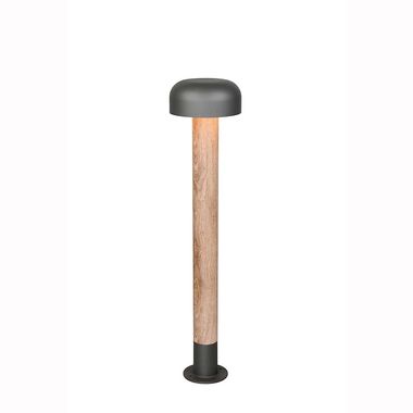 Lampadaire, éclairage d'extérieur, aluminium, couleur bois, H 84,5 cm
