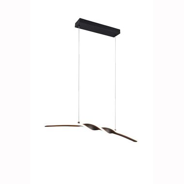 LED pendant light, metal, black, height adjustable, H 150cm