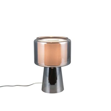 Lampe de table, verre, chrome, verre fumé, douille E14, H 29 cm