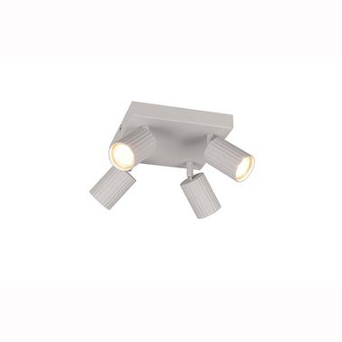 Plafondspot, metaal, grijs, 4-lamps, hal, GU10, B 20 cm