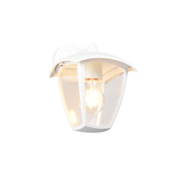 Applique d'extérieur, aluminium, blanc, lanterne, E27, IP44, H24cm