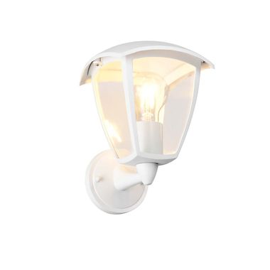 Buitenwandlamp, aluminium, wit, E27 fitting, IP44, H 24cm