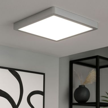 Plafoniera LED, acciaio argentato, bianco, L 28,5 cm