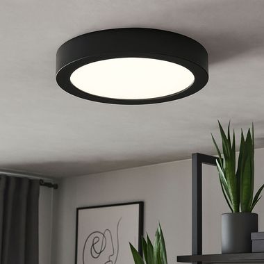 LED Deckenleuchte, schwarz, rund, D 22,5 cm