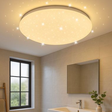 LED Deckenleuchte, Sterneneffekt, CCT, dimmbar, IP44, D 28 cm