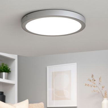 LED Deckenleuchte, Aufbaulampe, chrom, D 30 cm