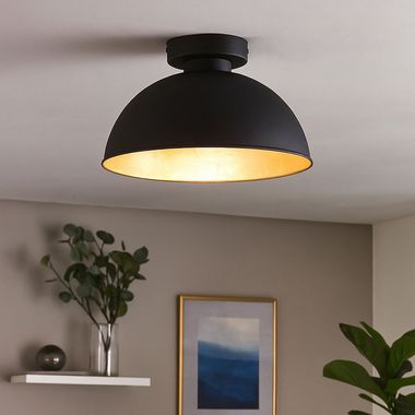 LED Deckenleuchte, Metall, schwarz-gold, D 31 cm