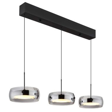 Suspension LED, noire, verre fumé, H 120 cm