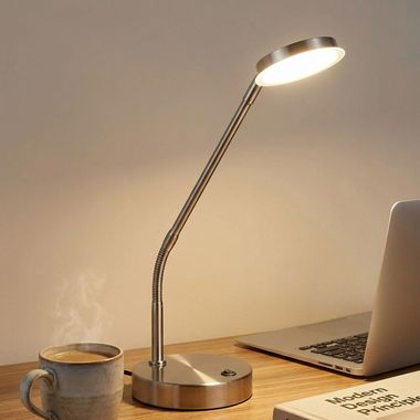LED-tafellamp, mat nikkel, touchdimmer, hoogte 53,5 cm