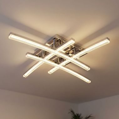 LED Deckenleuchte, chrom, Luftblasendekor klar, L 45 cm