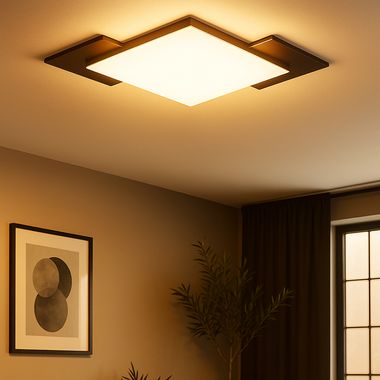 LED Deckenleuchte, Holzoptik, schwarz, L 63,5 cm