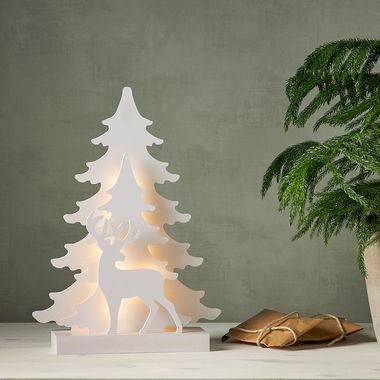 LED decorative Christmas tree, white wood, H 41 cm