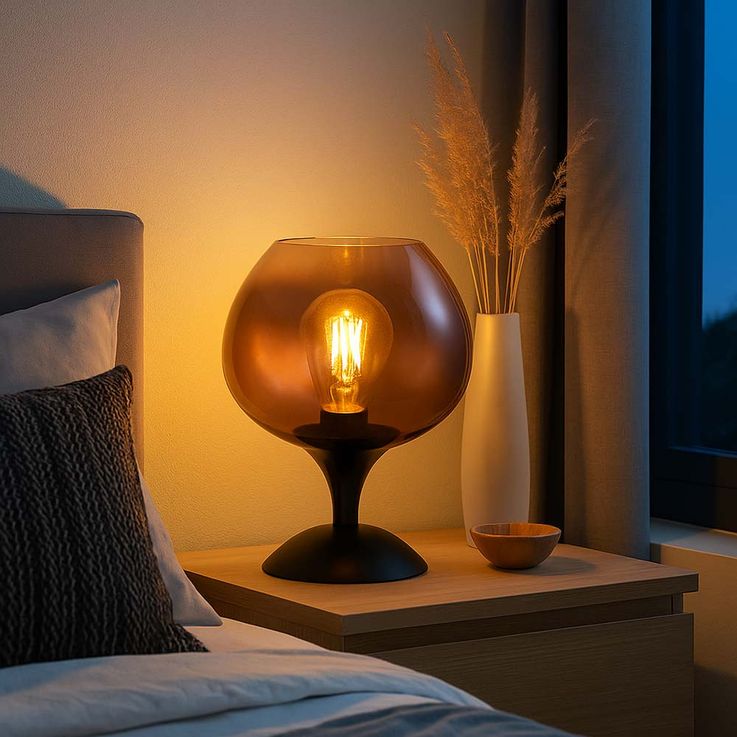 Retro Lese Leuchten Nacht Tisch Lampen Rauchglas Schlaf Wohn Zimmer Beleuchtung
