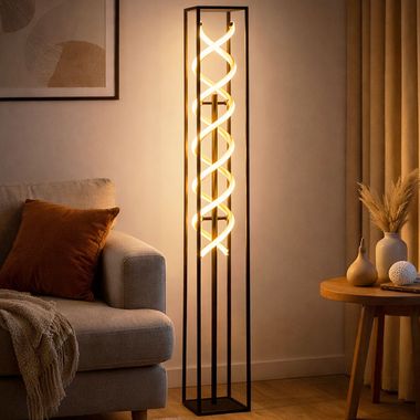 LED Stehlampe, schwarz, gold, Touchdimmer, H 135 cm