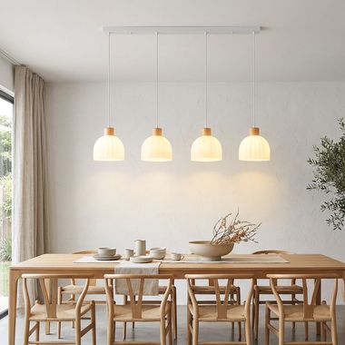 Pendant light, white, opal glass, height-adjustable, H 120 cm