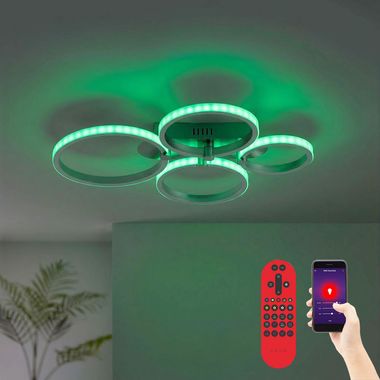 Smart LED Deckenleuchte, Fernbedienung, dimmbar, L 59 cm