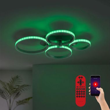 Smart LED Deckenleuchte, Fernbedienung, dimmbar, L 59 cm
