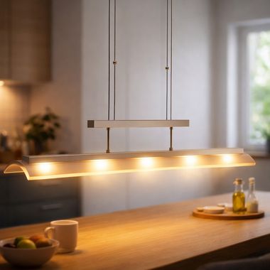 LED Hängeleuchte, Stahl, Glas satiniert, dimmbar, L 110 cm