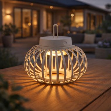 Lampada a sospensione/da tavolo a LED, color sabbia, touch dimmer, D 25 cm