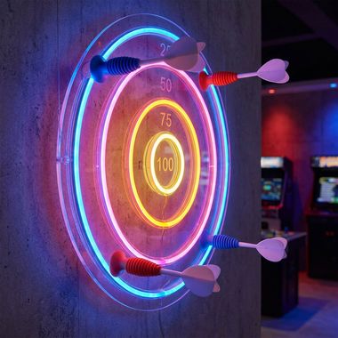 LED Neon Dartscheibe, Acryl, USB-Anschluss, 10 W, D 46 cm