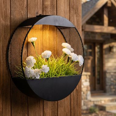 LED Solar Wandleuchte, Pflanzgefäß, IP44, D 25 cm