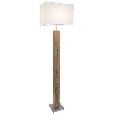 Lampadaire GUMP, MDF, textile, argent, aspect bois, H 150 cm
