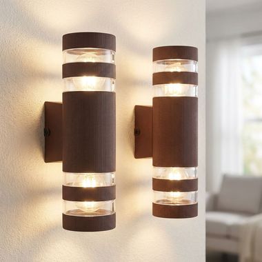 Lampa ścienna, szkło, brąz, 2 płomienie, wys. 22 cm