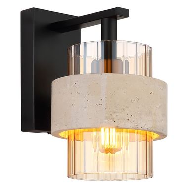 Lampa ścienna DAREN, czarny, metal, szkło, E27, wzorzysty, wys. 21 cm